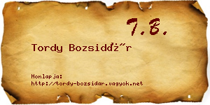 Tordy Bozsidár névjegykártya